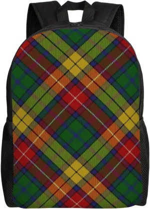 Scottish Clan Buchanan Tartan Minimalist Laptop Backpack – Waterproof Business Travel Bag, Breathable Design, Modern Work & Leisure
