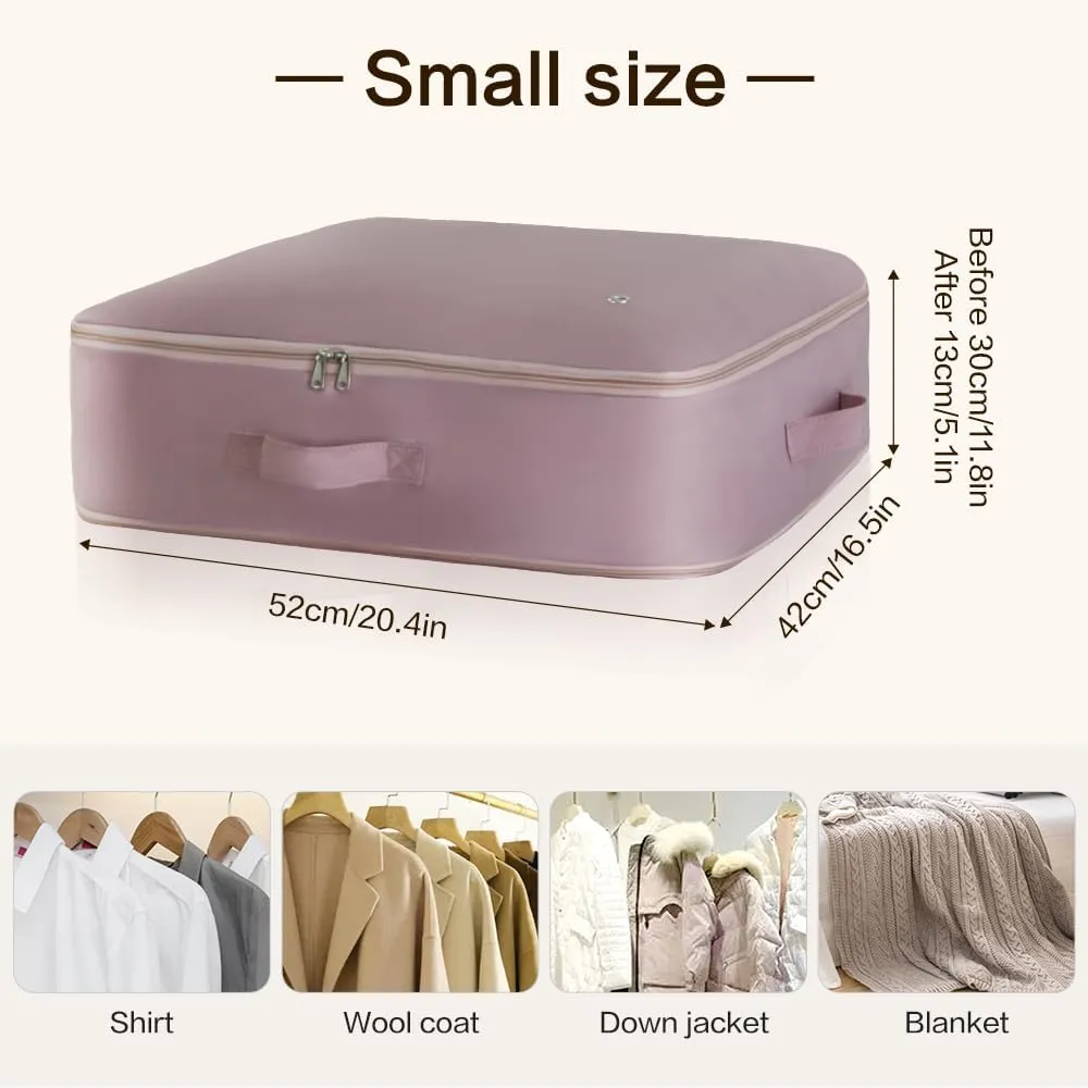 Self Compression Storage Bags with Zipper, (pink) - Heavy Duty Fabric Space Saver for Blankets, Comforters & Clothes - No Vacuum Needed, Foldable & Reusable for Home & Dorm Organization