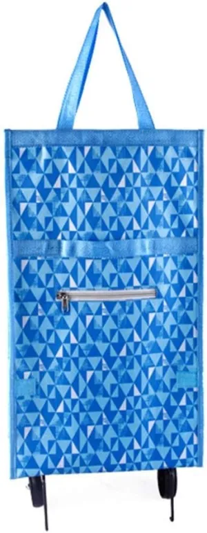 Shopping Trolley Folding Portable Shopping Cart High-Capacity Shopping Food Storage Bag Wheel Bag to Buy Vegetable Bags Shopping Cart (Color : Blue)