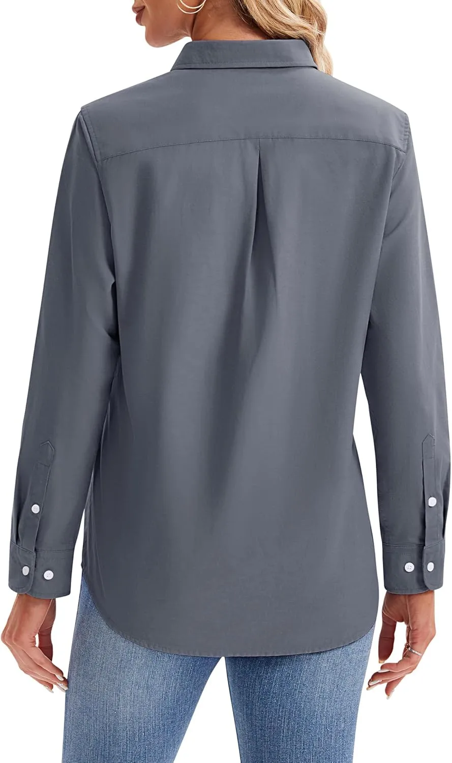siliteelon Womens Button Down Shirts Long Sleeve Collared Office Work Blouses Tops with Pocket Oxford Shirts
