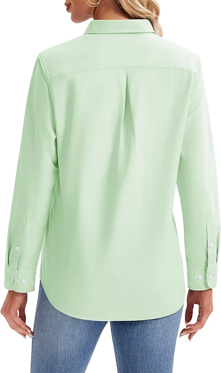 siliteelon Womens Button Down Shirts Long Sleeve Collared Office Work Blouses Tops with Pocket Oxford Shirts