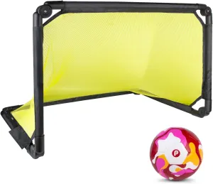 Size 5 Soccer Ball ＆ Soccer Goal Net, Training Match Soccer Balls ＆Auto Pop Up Portable Mini Soccer Goals Outdoor Indoor Sport