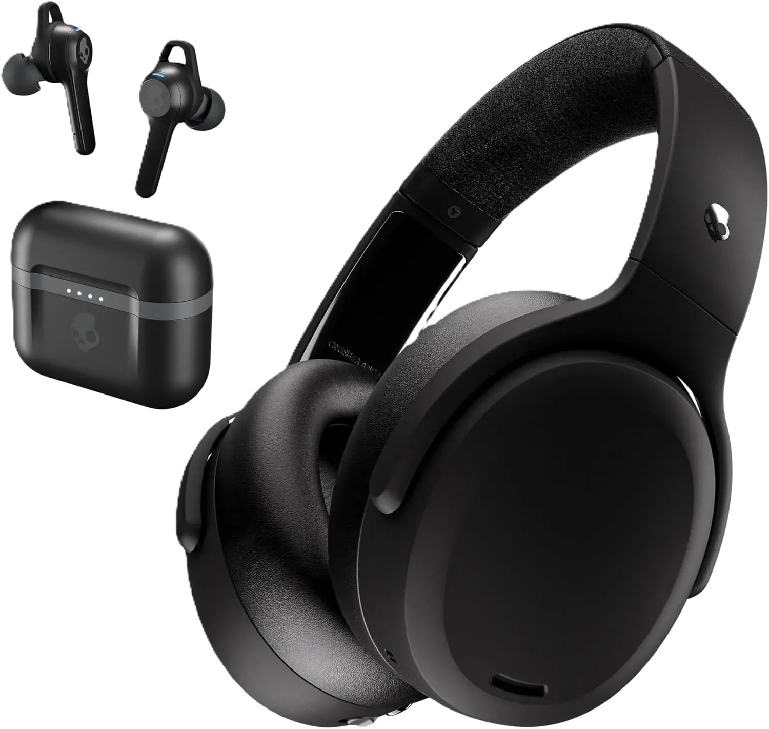 Skullcandy Crusher ANC2 Sensory Bass Active Noise Canceling Over-Ear Headphones Indy Evo in-Ear Headphones Bundle - Black