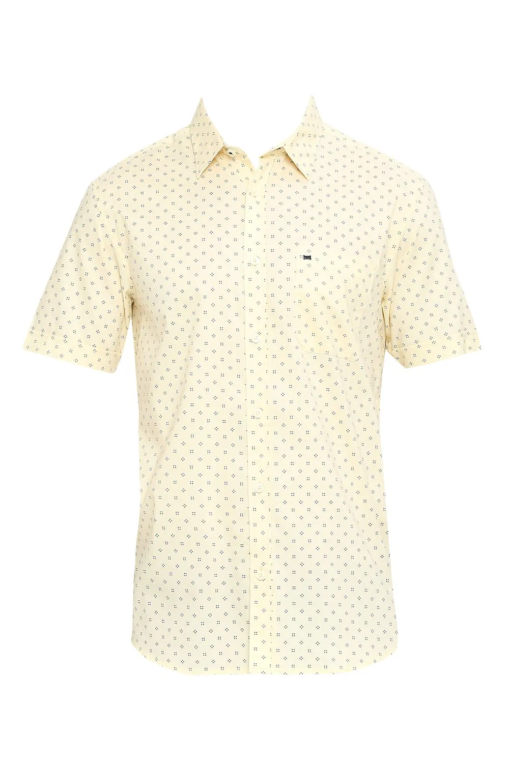 Slim Fit Cotton Oxford Printed Halfsleeves Shirt