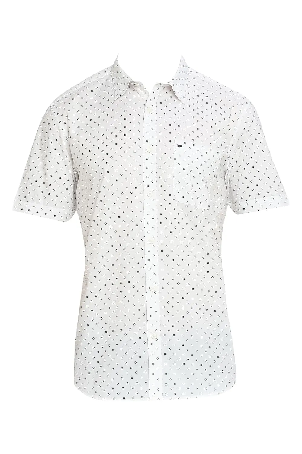 Slim Fit Cotton Oxford Printed Halfsleeves Shirt