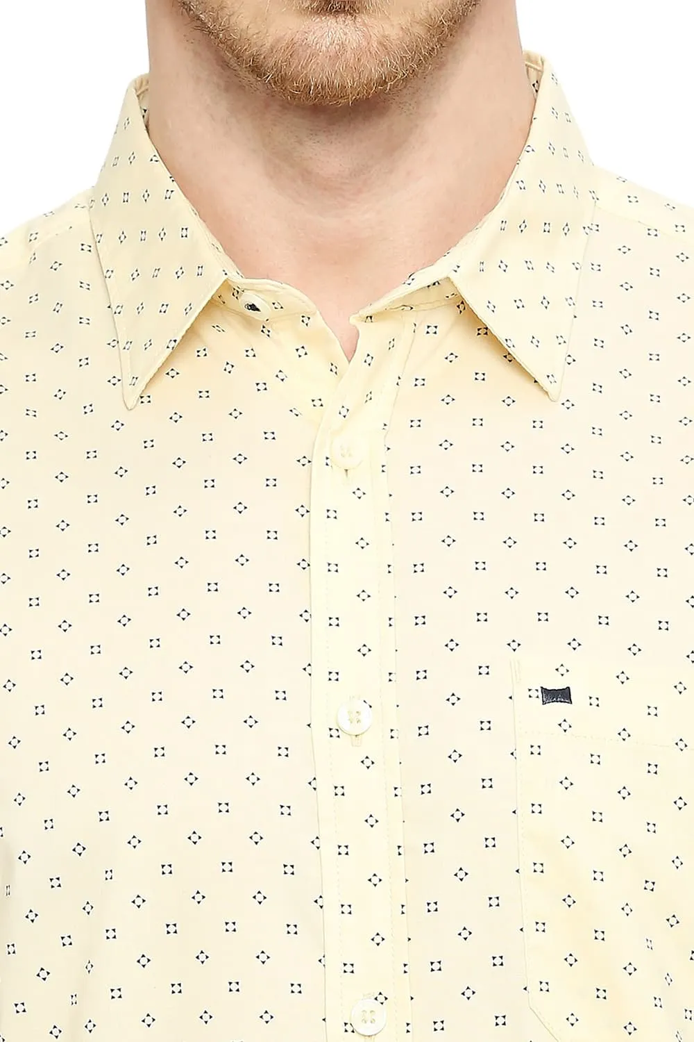 Slim Fit Cotton Oxford Printed Halfsleeves Shirt