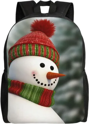 Smile Gaze Snowman Travel Laptop Backpack Waterproof Lightweight Cute Backpack For Women Men Casual Daypack