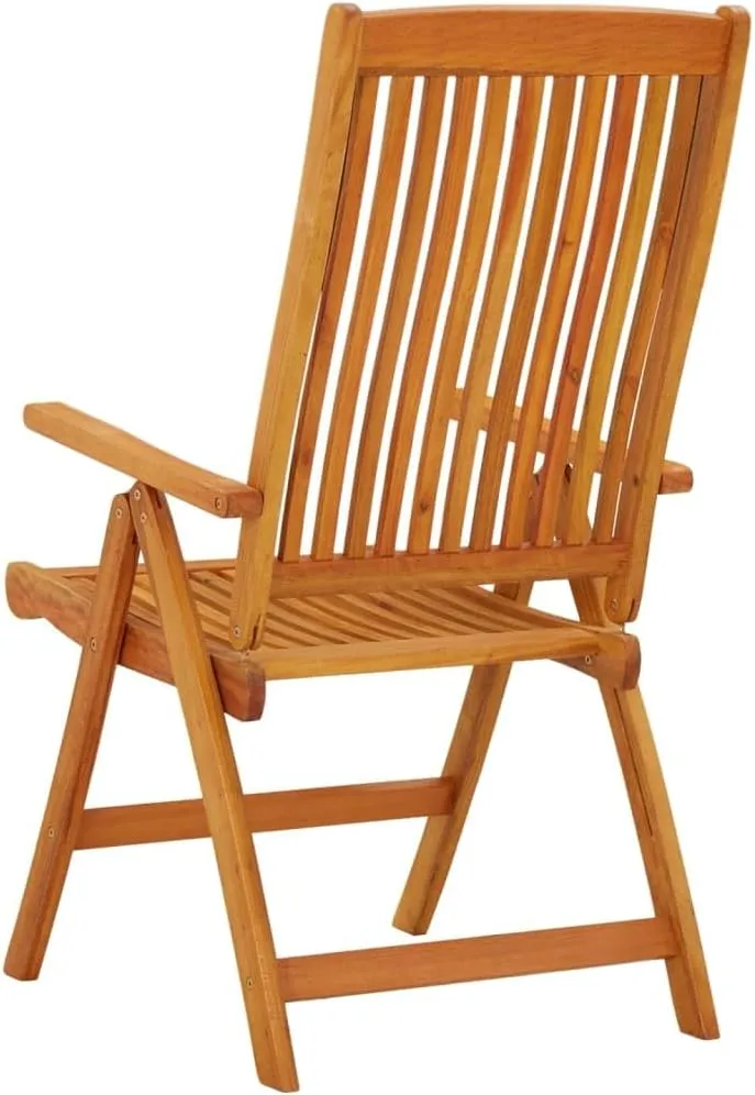 Solid Wood Folding Patio Chairs 2-Pack Adjustable Reclining Eucalyptus Outdoor Lounge Chairs for Garden Poolside and Backyard