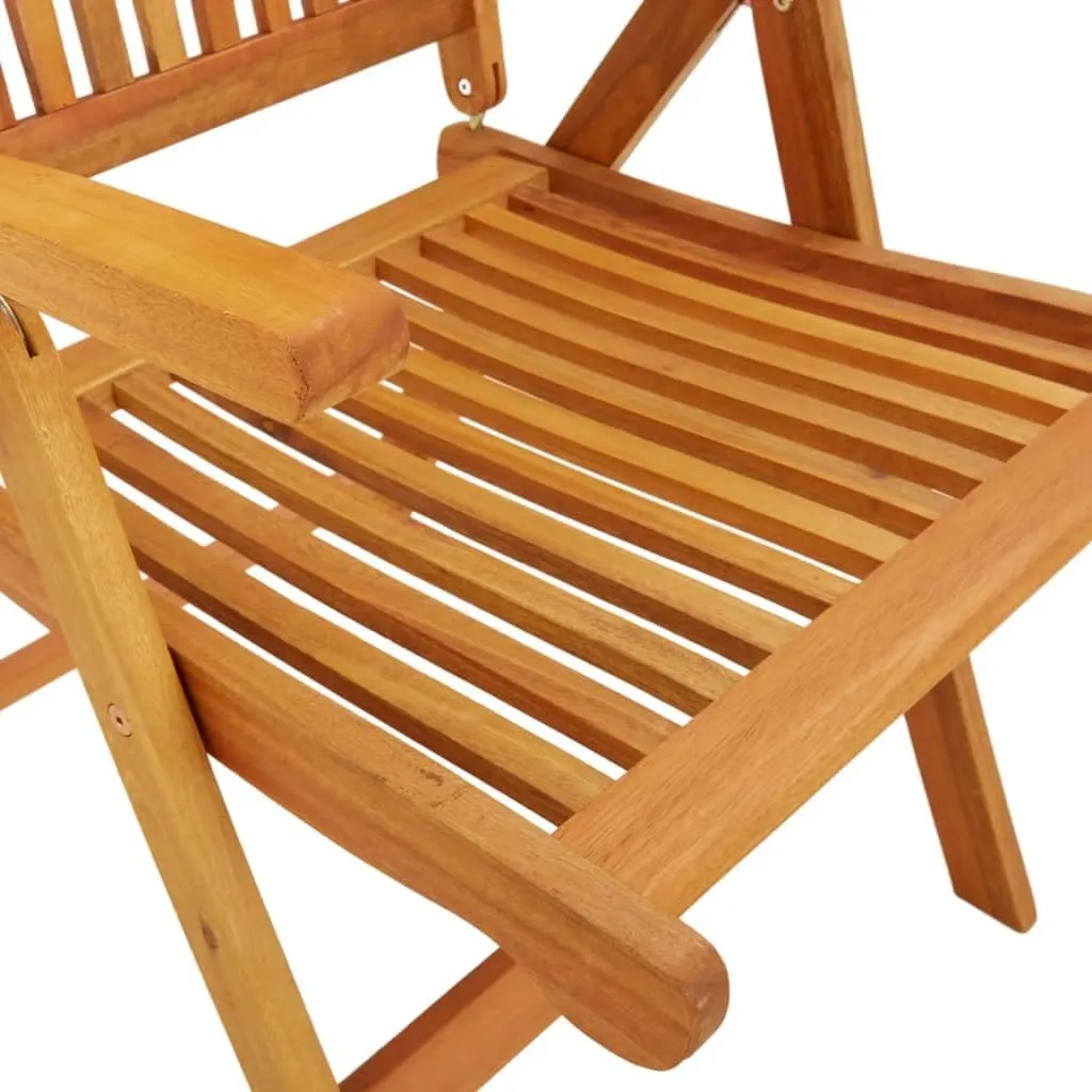 Solid Wood Folding Patio Chairs 2-Pack Adjustable Reclining Eucalyptus Outdoor Lounge Chairs for Garden Poolside and Backyard