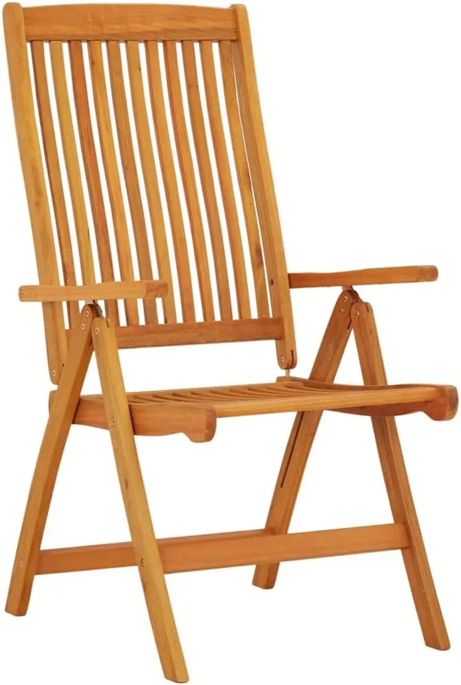 Solid Wood Folding Patio Chairs 2-Pack Adjustable Reclining Eucalyptus Outdoor Lounge Chairs for Garden Poolside and Backyard