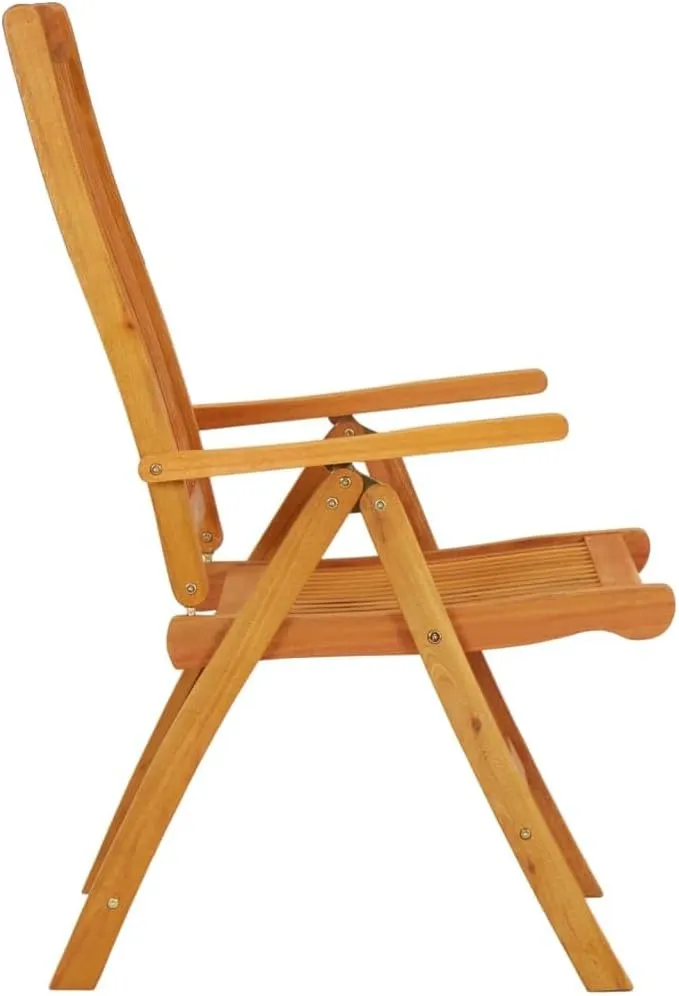 Solid Wood Folding Patio Chairs 2-Pack Adjustable Reclining Eucalyptus Outdoor Lounge Chairs for Garden Poolside and Backyard