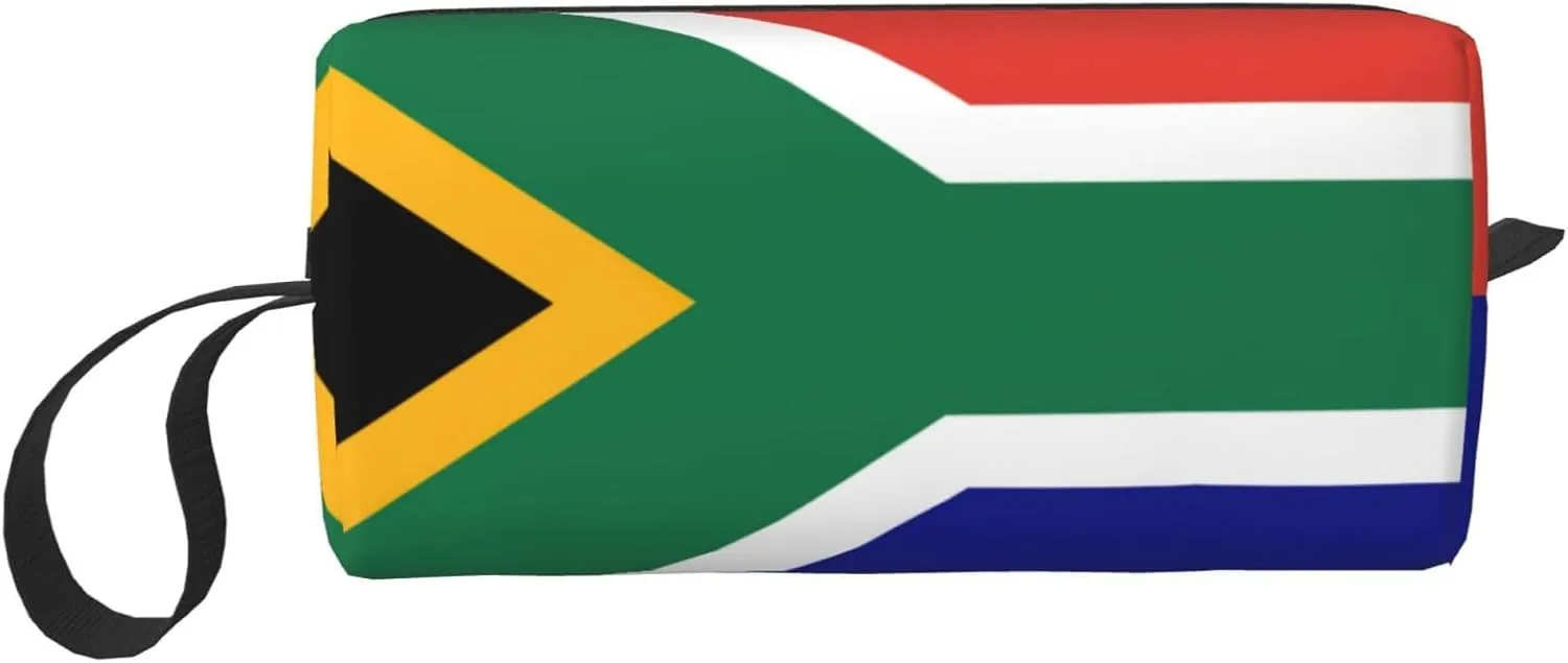 South African flag print Multi-Purpose Cosmetic Bag with Zipper Canvas Makeup Bags, Travel Toiletry Pouch, Pencil Bags