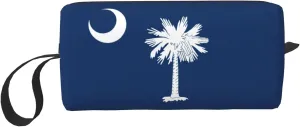 South Carolina Flag print Multi-Purpose Cosmetic Bag with Zipper Canvas Makeup Bag, Travel Toiletry Pouch, Pencil Bag