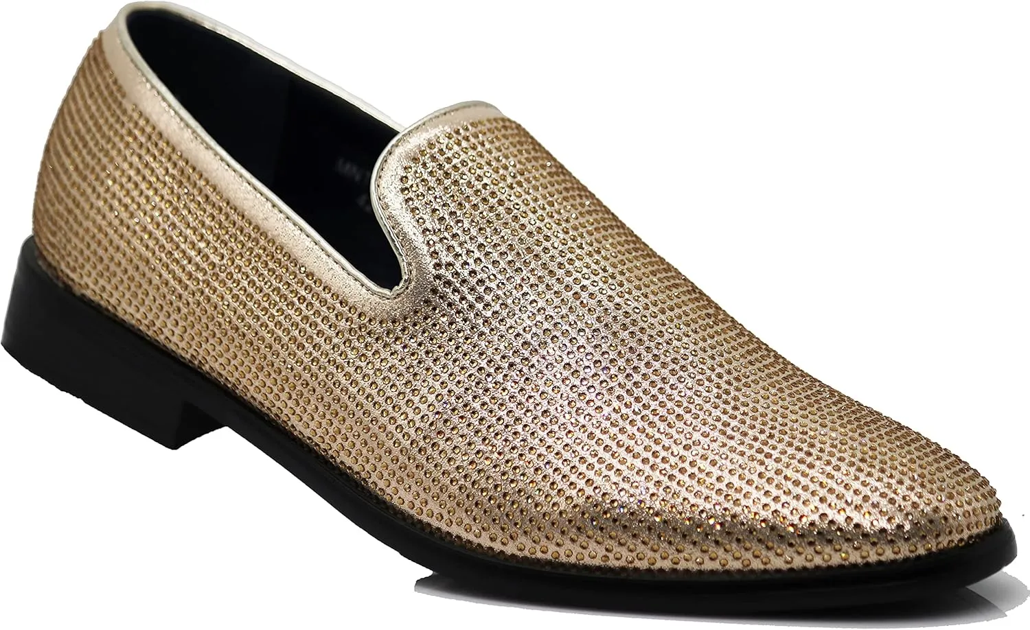 SPK24 Men Vintage Spikes Sparkle Formal Tuxedo Stage Fashion Slip On Loafer Dress Shoes