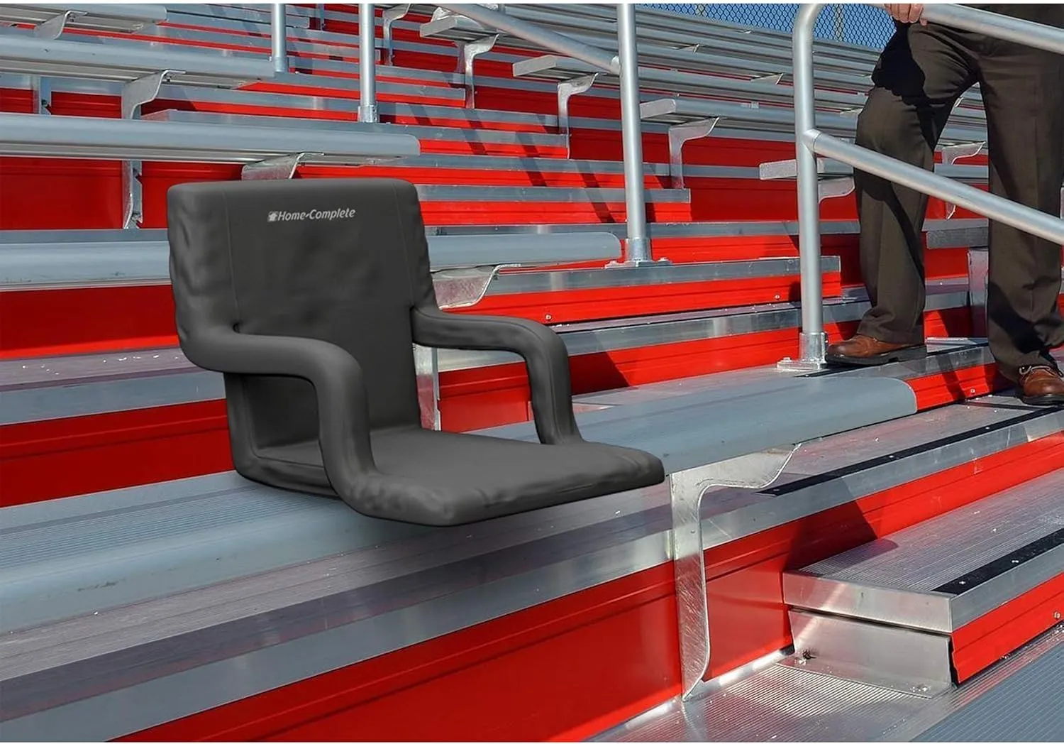 Stadium Seat Chair Collection - Wide Bleacher Cushion with Padded Back Support, Armrests, 6 Reclining Positions and Portable Carry Straps by Home-Complete