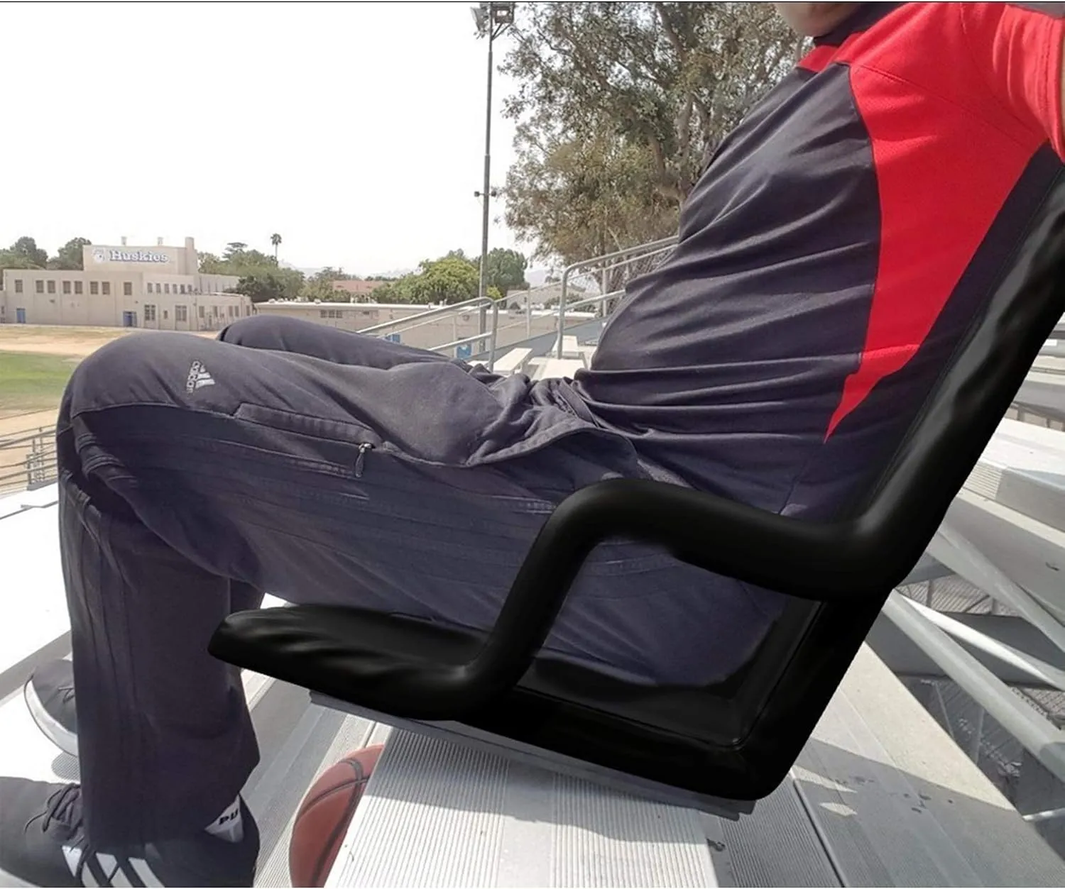 Stadium Seat Chair Collection - Wide Bleacher Cushion with Padded Back Support, Armrests, 6 Reclining Positions and Portable Carry Straps by Home-Complete