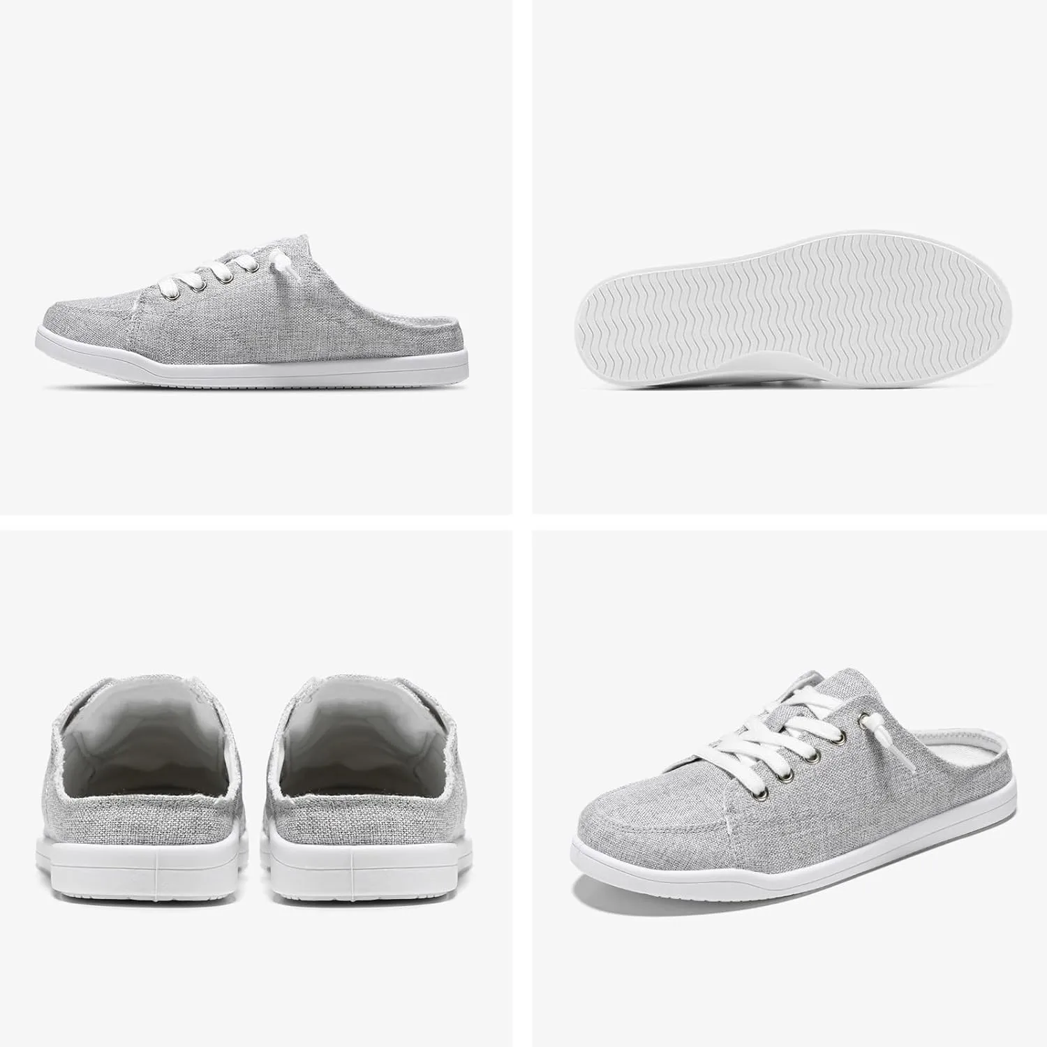STQ Canvas Shoes for Women Slip on Mules Blackless Casual Sneakers Arch Support Tennis Shoes Iron Grey Size 6