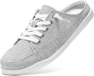 STQ Canvas Shoes for Women Slip on Mules Blackless Casual Sneakers Arch Support Tennis Shoes Iron Grey Size 6