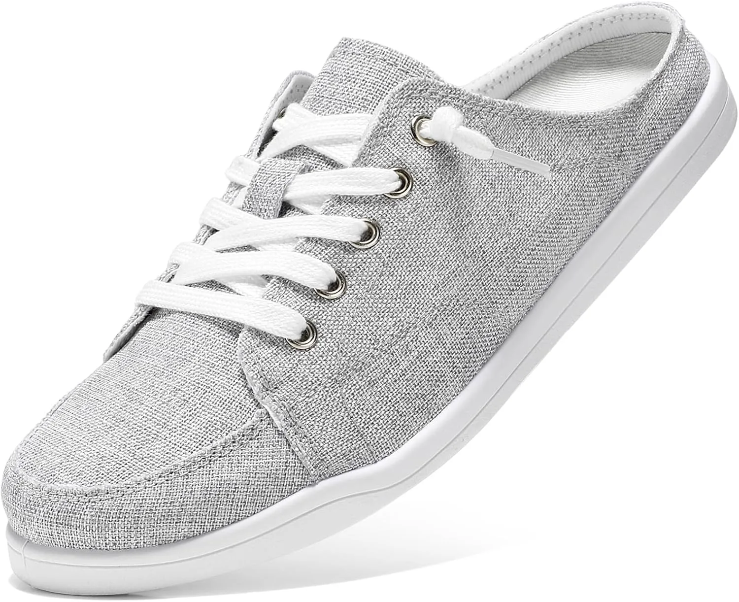 STQ Canvas Shoes for Women Slip on Mules Blackless Casual Sneakers Arch Support Tennis Shoes Iron Grey Size 6