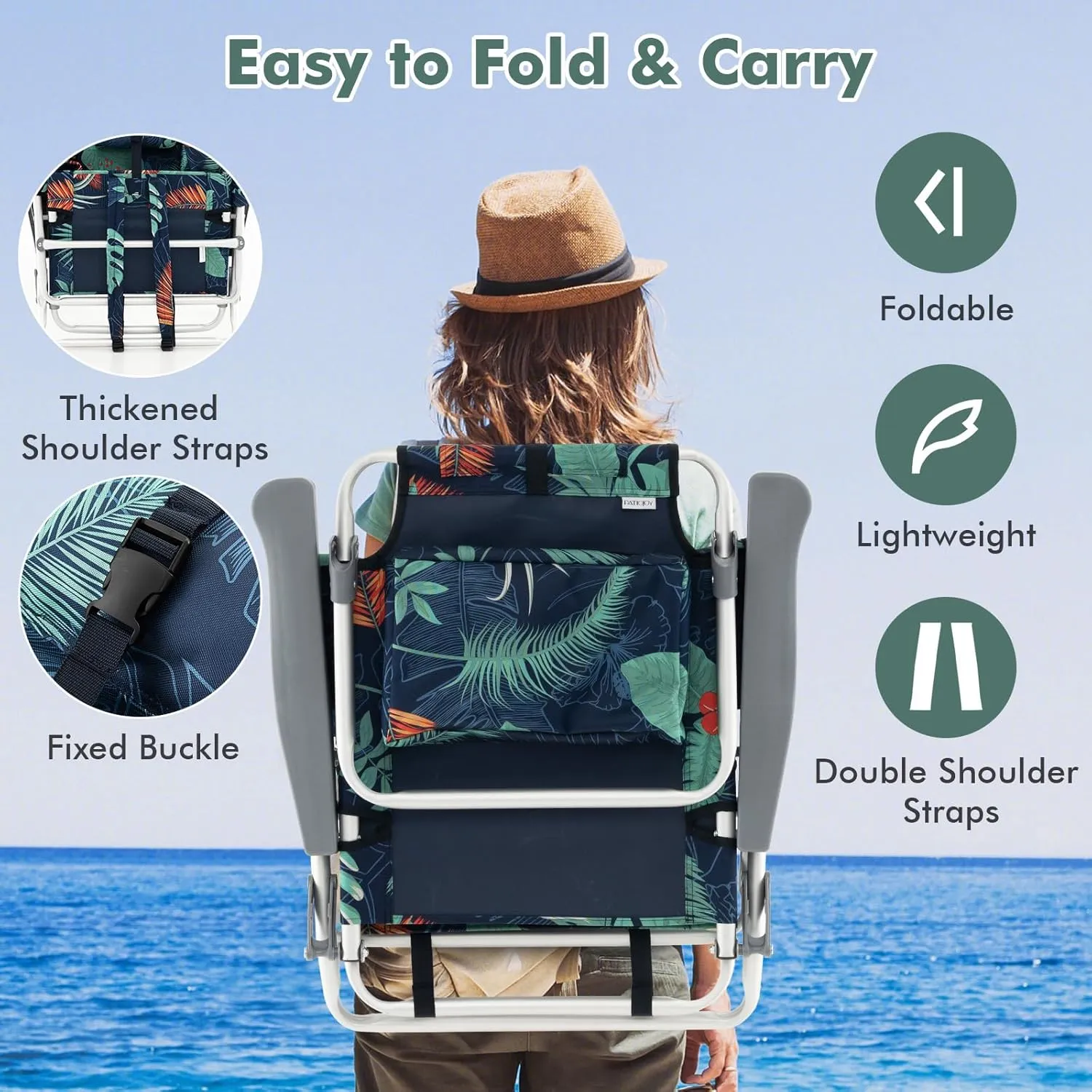Tangkula Set of 4 Backpack Beach Chair, 5-Position Lay Flat Beach Chairs with Cooler Bag, 2 Cup Holders, Towel Bar, Lightweight Low Folding Beach Chair with Backpack Straps