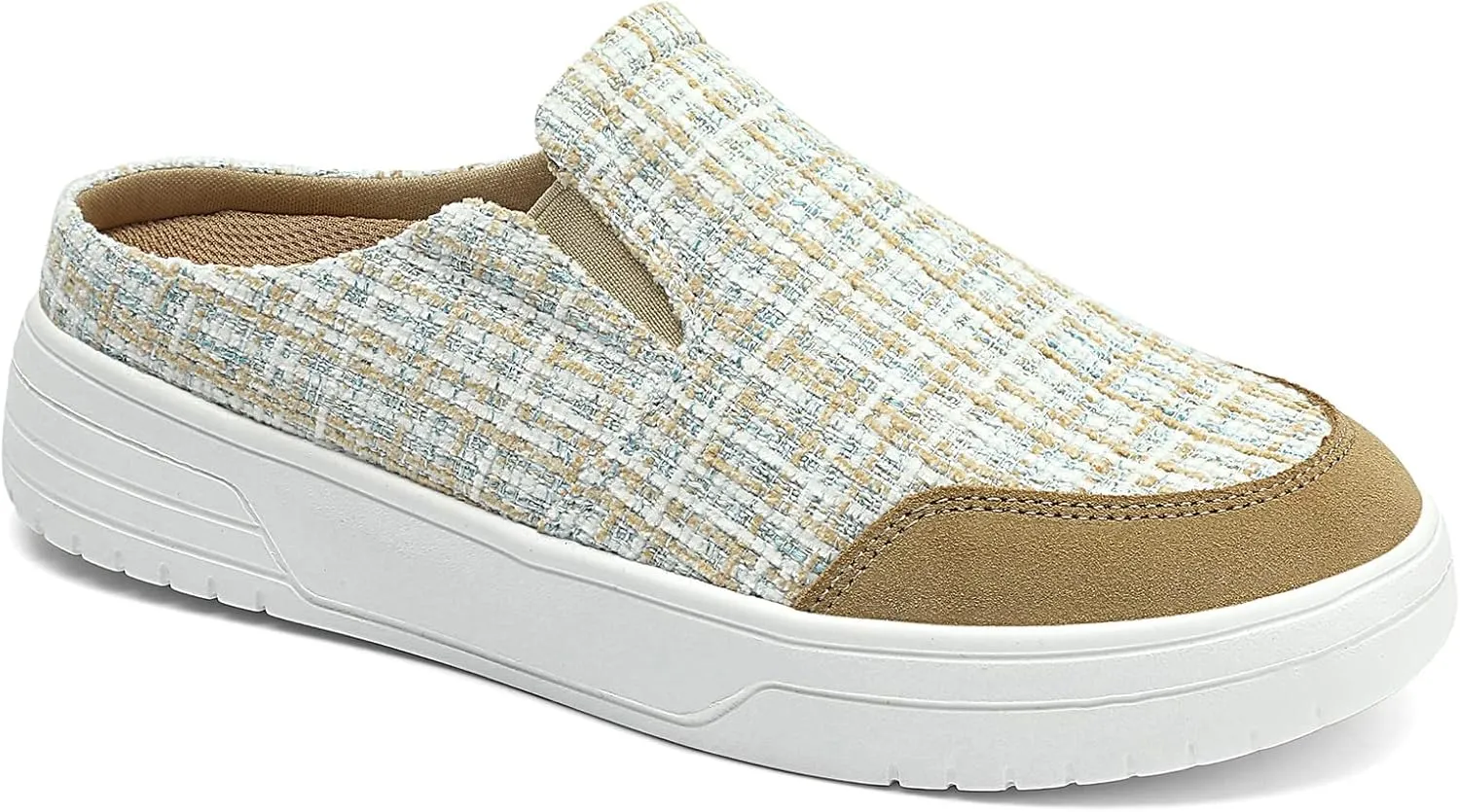 TIDU Women's Orthopedic Shoes Arch Support Slippers for Plantar Fasciitis Diabetic Casual Slip On Mules Comfortable Walking Canvas Loafer
