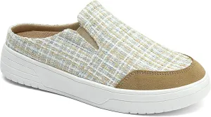TIDU Women's Orthopedic Shoes Arch Support Slippers for Plantar Fasciitis Diabetic Casual Slip On Mules Comfortable Walking Canvas Loafer