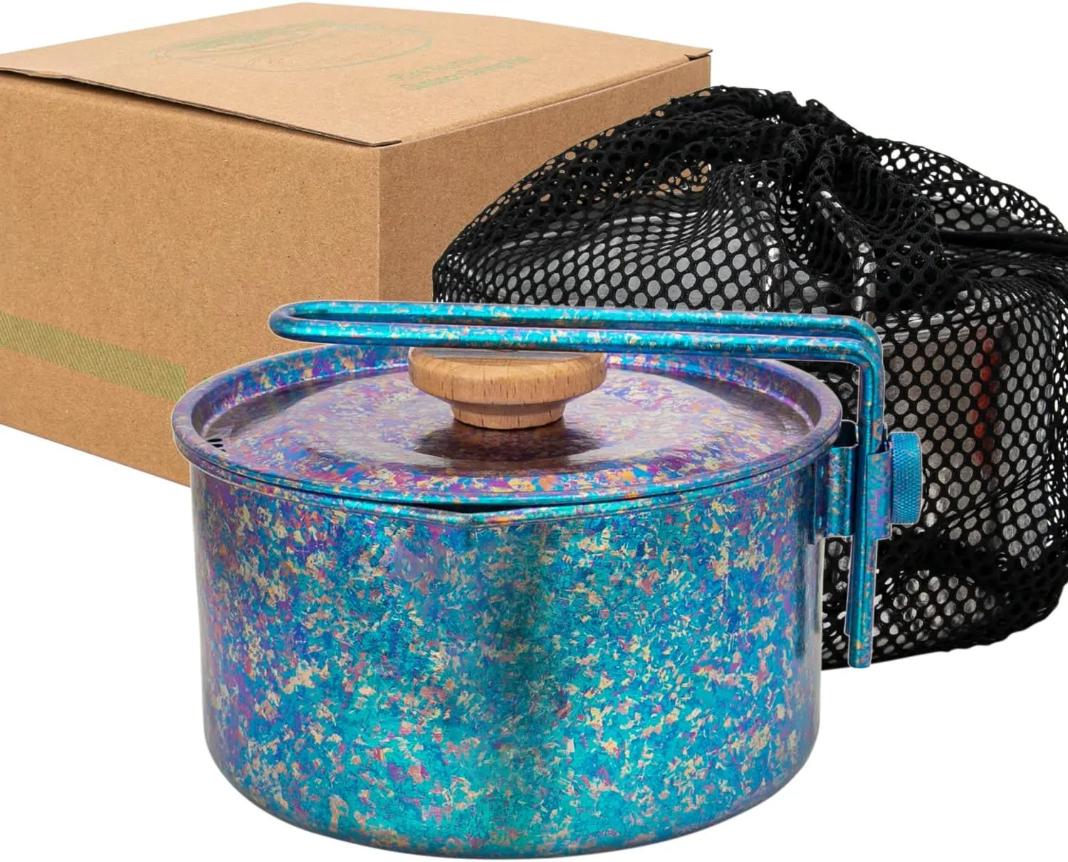 TiTo Titanium Camping Pot Lunch Box with Lid & Folding Handle Ultralight Portable Outdoor Heated Bowl for Hiking Backpacking Picnic Travel Adventure Cookware Bento Box