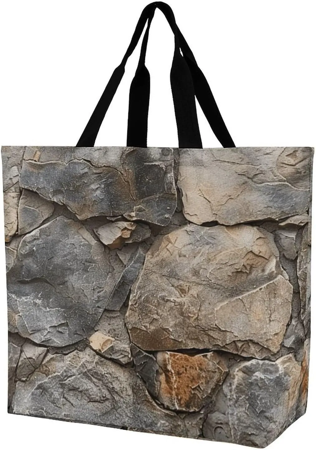 Tote Bag Grocery Bag for Women Shopping Bag Realistic Stone Wall Handbags Beach Bag Shoulder Bag for Shopping