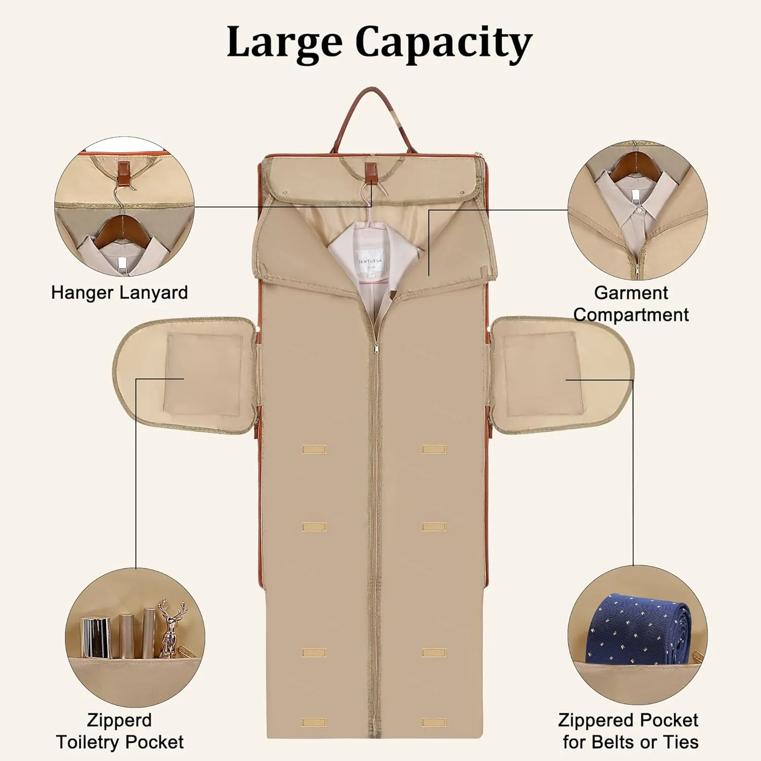 Travel Garment Bag Stylish Large PU Leather Suit Bag Convertible Garment Bags for Travel with Shoe Pouch 2 in 1 Foldable Duffle Bag