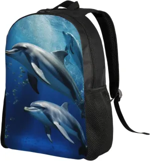 Travel Laptop Backpack Cute Dolphins Carry On Backpack Casual Daypack Waterproof Business Work Bag