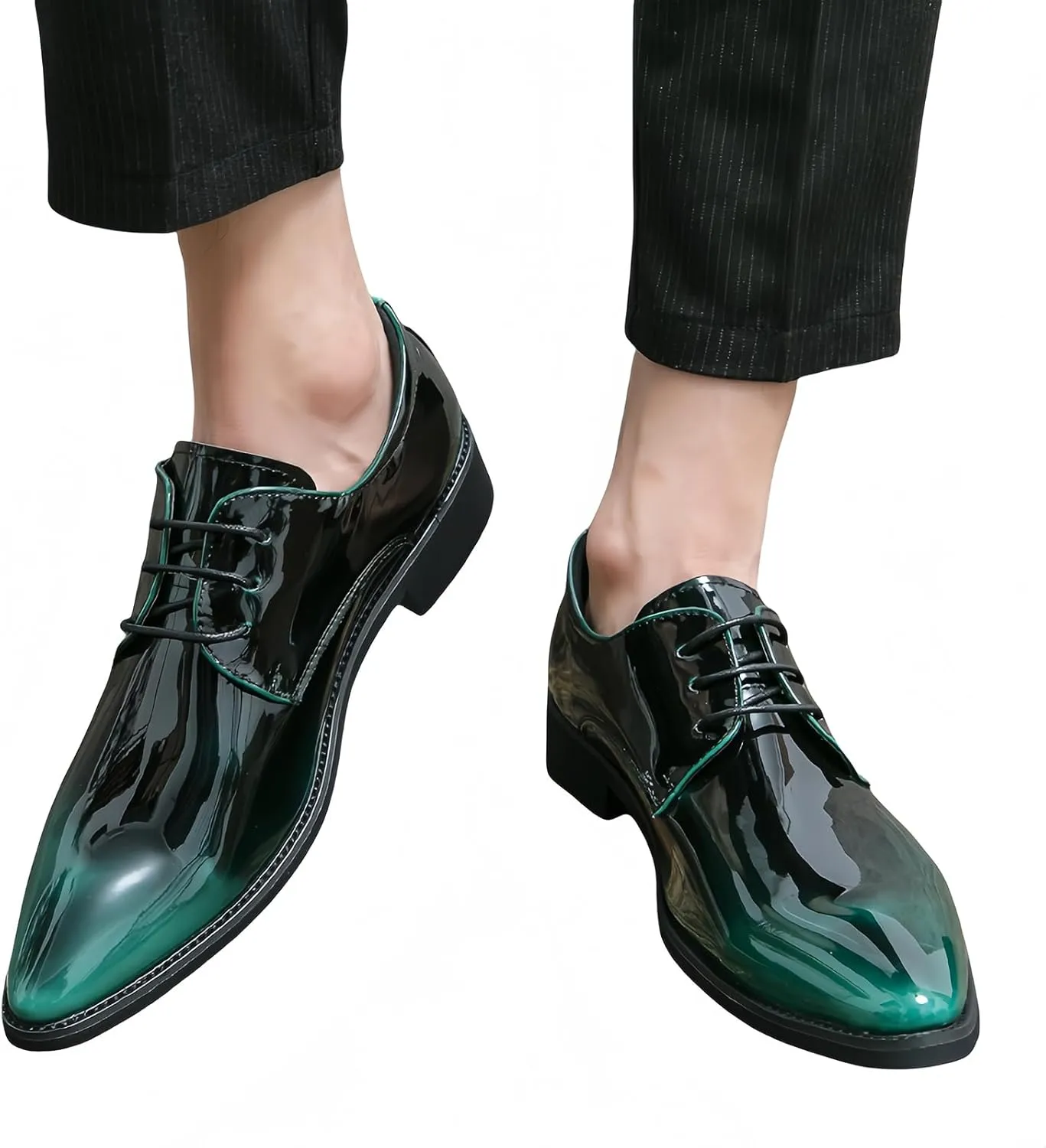 Tuxedo Shoes Patent Leather Wedding Dress Shoes for Men Lace up Formal Business Oxford Shoes