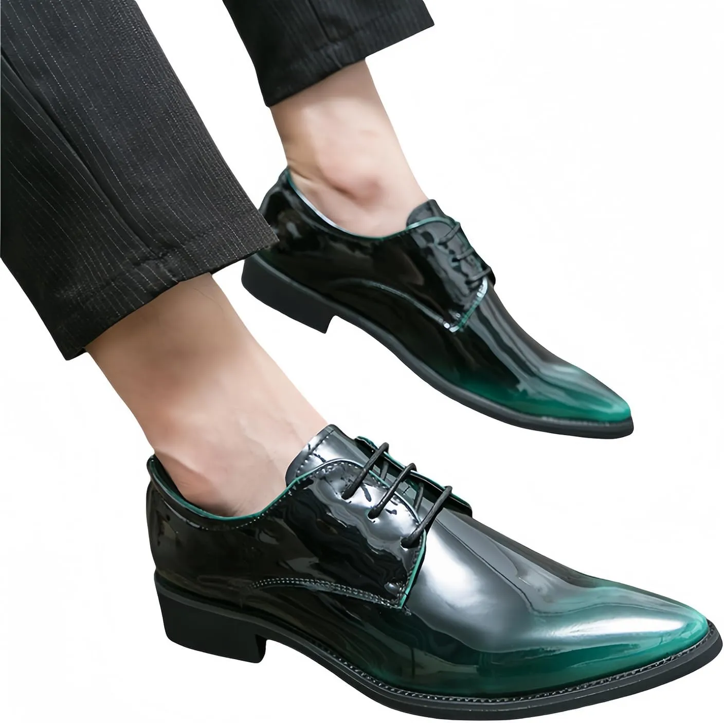 Tuxedo Shoes Patent Leather Wedding Dress Shoes for Men Lace up Formal Business Oxford Shoes