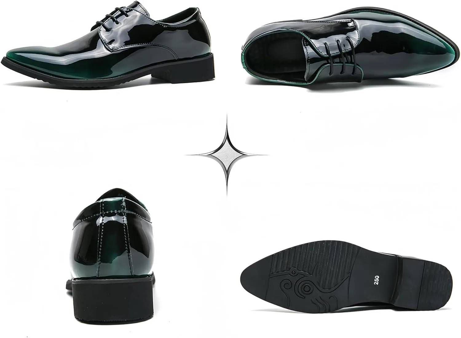 Tuxedo Shoes Patent Leather Wedding Dress Shoes for Men Lace up Formal Business Oxford Shoes