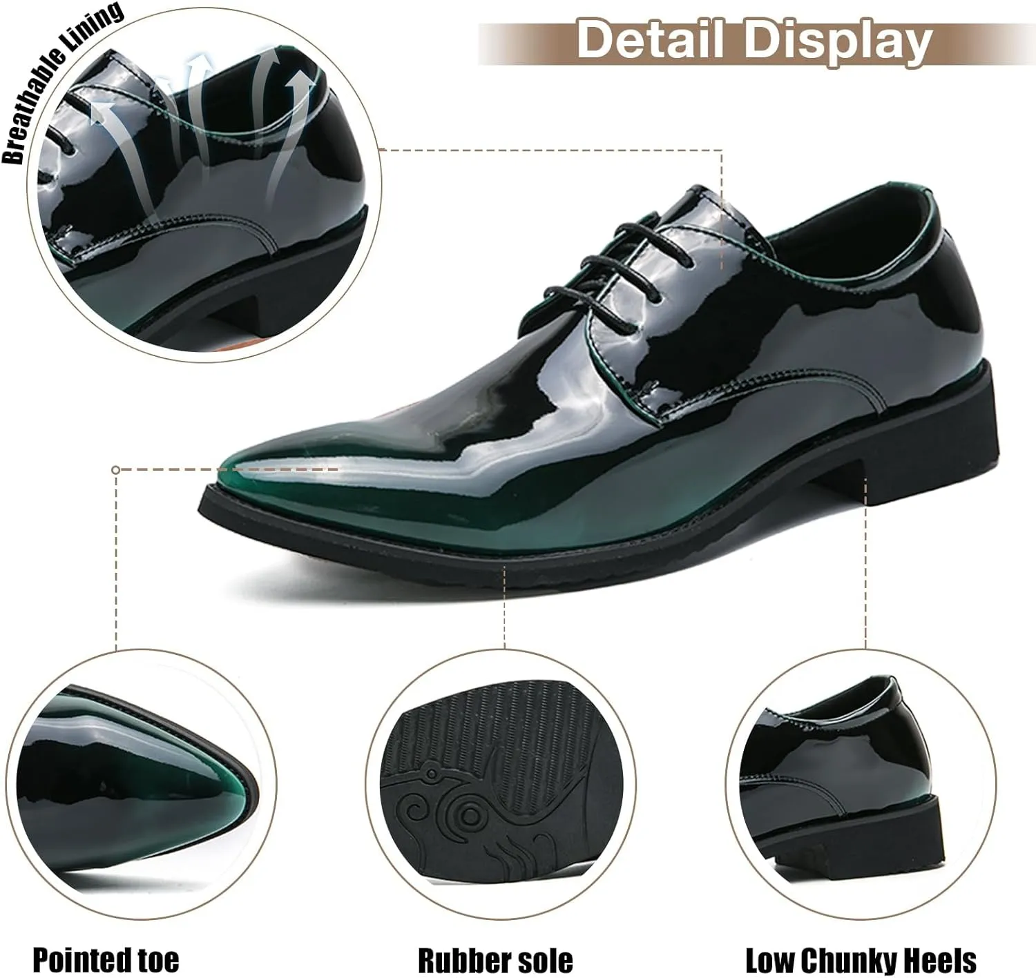 Tuxedo Shoes Patent Leather Wedding Dress Shoes for Men Lace up Formal Business Oxford Shoes