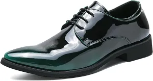 Tuxedo Shoes Patent Leather Wedding Dress Shoes for Men Lace up Formal Business Oxford Shoes
