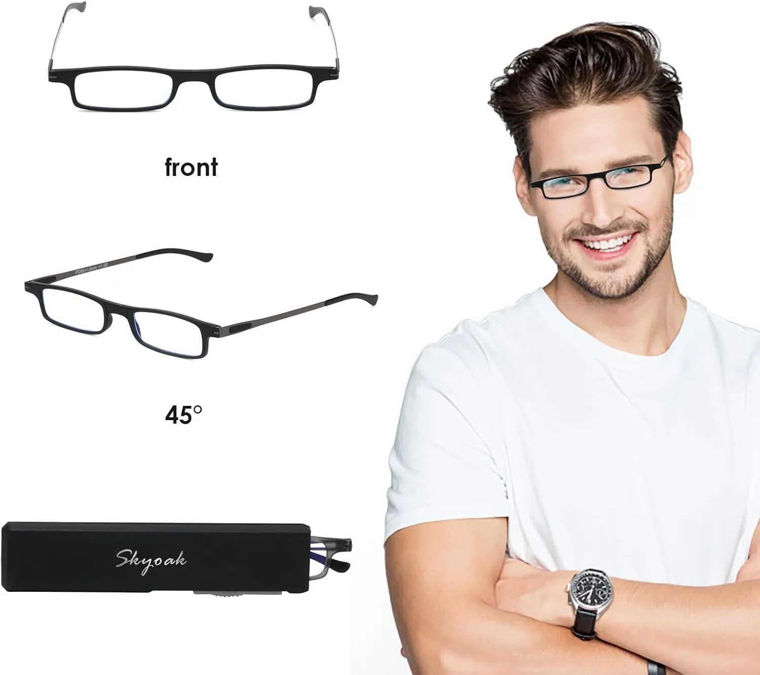 Ultra thin Lightweight Folding Reading Glasses Women Men TR90 Blue Light Blocking Anti UV/Eyestrain Foldable Compact Computer Readers Portable Unique Stretchable Slim Flat case Gunmetal  1.0