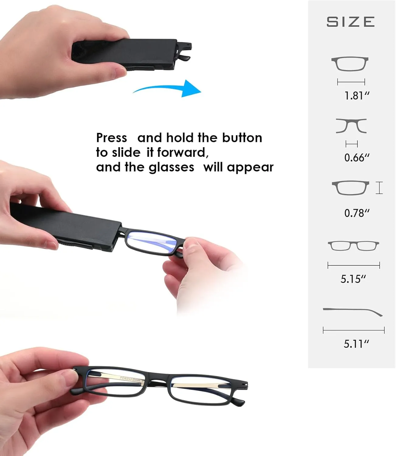 Ultra thin Lightweight Folding Reading Glasses Women Men TR90 Blue Light Blocking Anti UV/Eyestrain Foldable Compact Computer Readers Portable Unique Stretchable Slim Flat case Gunmetal  1.0