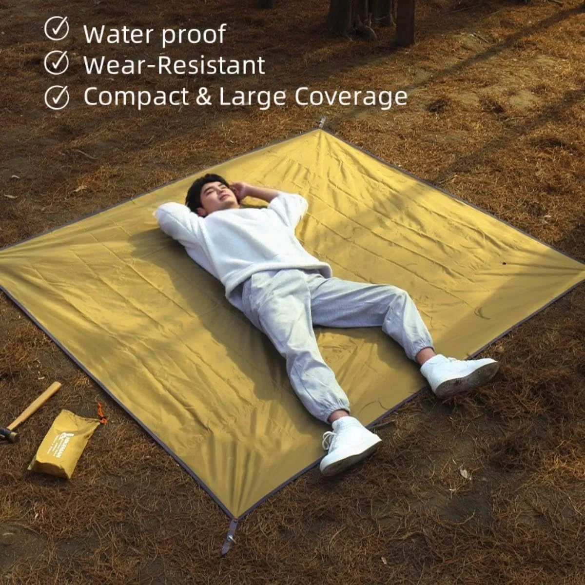 Ultralight Tent Footprint/Waterproof Camping Tarp, Essential Tent Accessories Beach Picnic Blanket Mat Ground Sheet for Camping, Backpacking, Hiking & Beach with Carry Bag (55.1 * 82.7in)