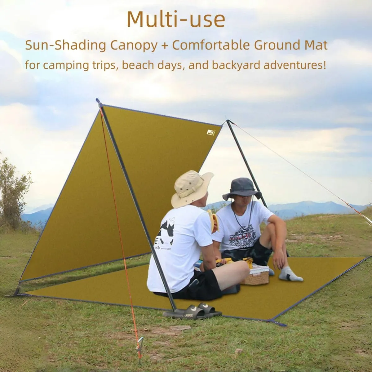 Ultralight Tent Footprint/Waterproof Camping Tarp, Essential Tent Accessories Beach Picnic Blanket Mat Ground Sheet for Camping, Backpacking, Hiking & Beach with Carry Bag (55.1 * 82.7in)