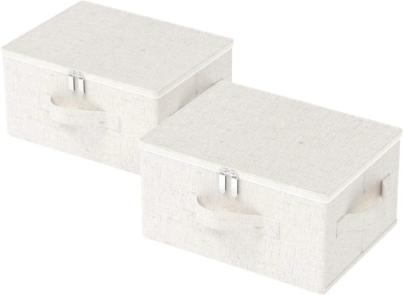 Underbed Storage Cube, Closet Organizer with Lid, Foldable Home Container Bags for Organizing Clothes, Shoes, Blankets, Pillows, 15.7x11.8x7.8Inches, Beige, 2 Pack
