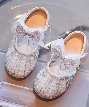 Unique Pearl Zircon Kids Buckle Strap Flat Feet Shoes