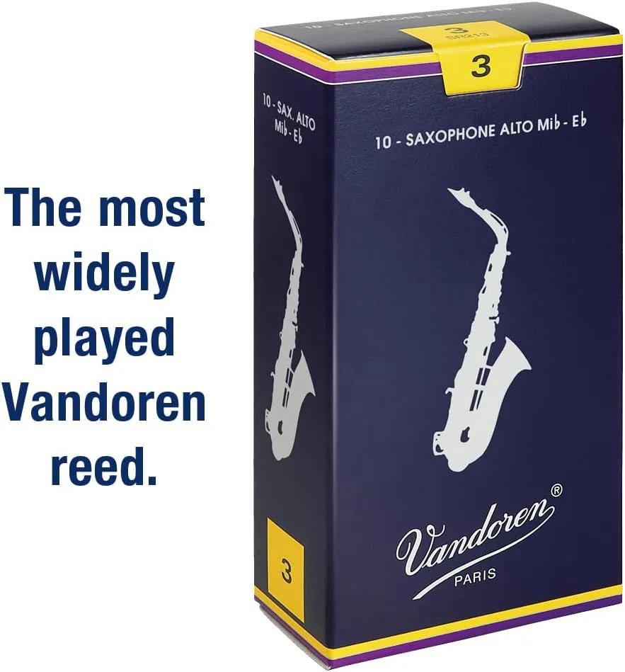 Vandoren SR213 Alto Sax Traditional Reeds Strength 3; Box of 10