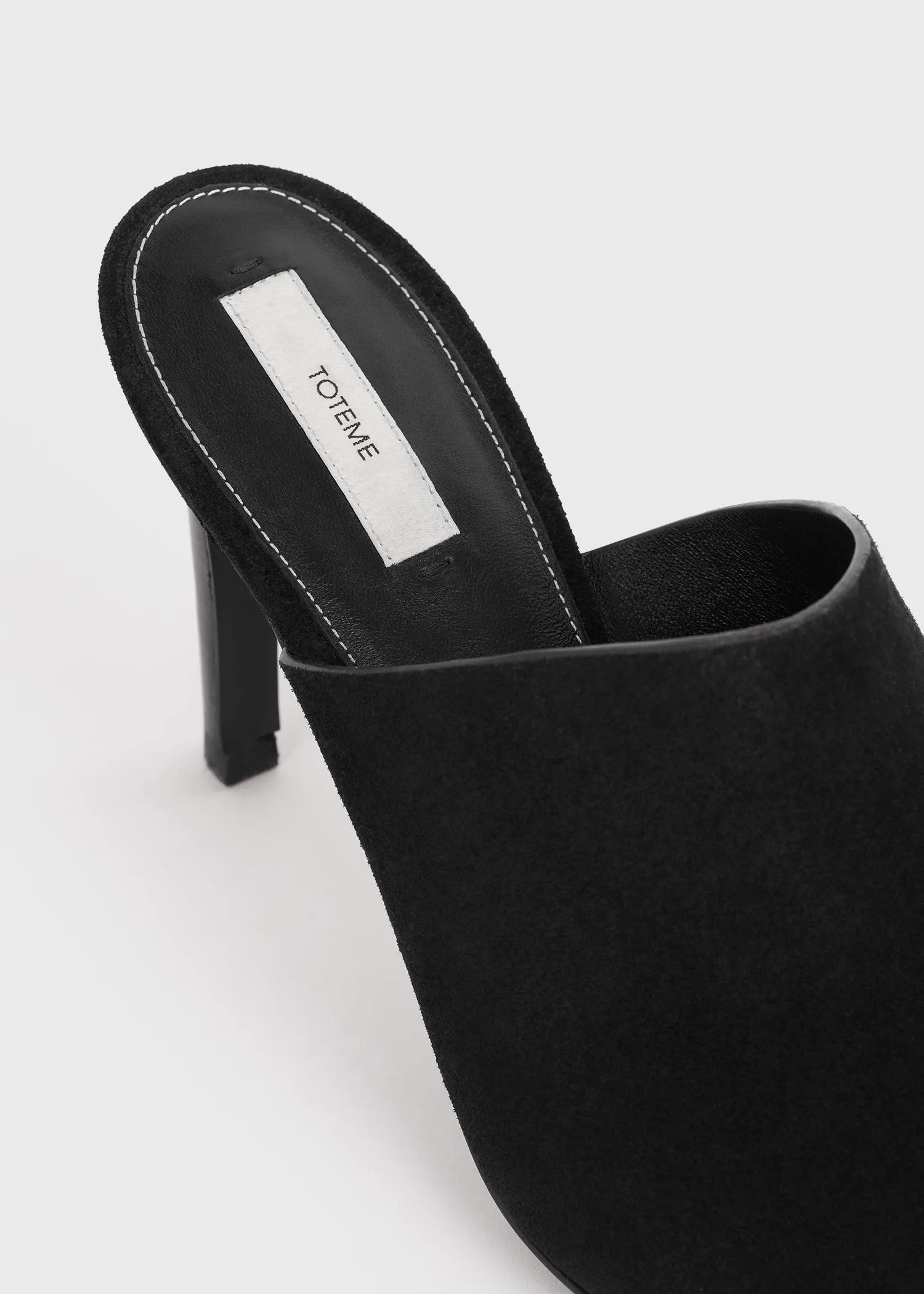 Velour-leather bandeau mules black