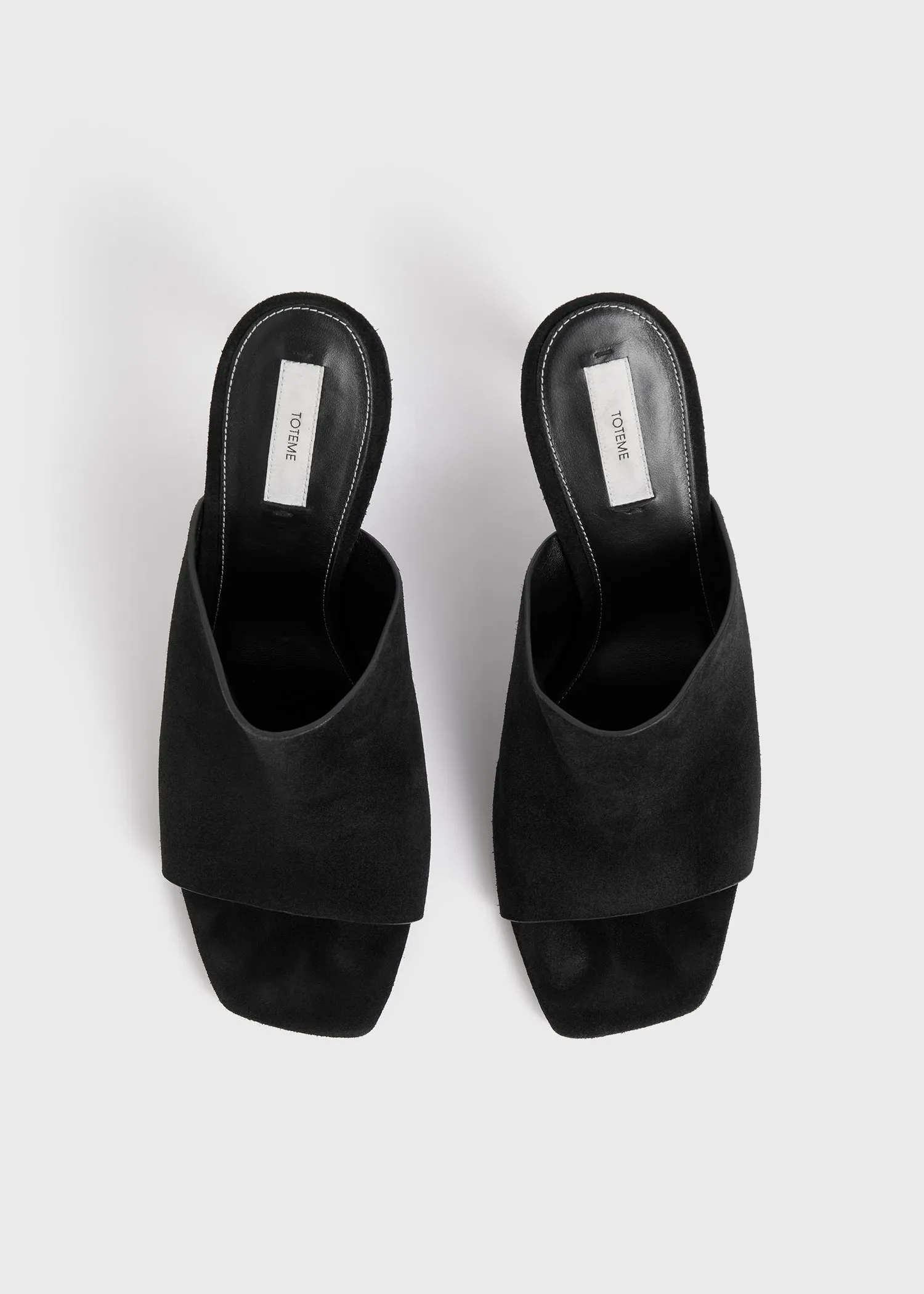 Velour-leather bandeau mules black