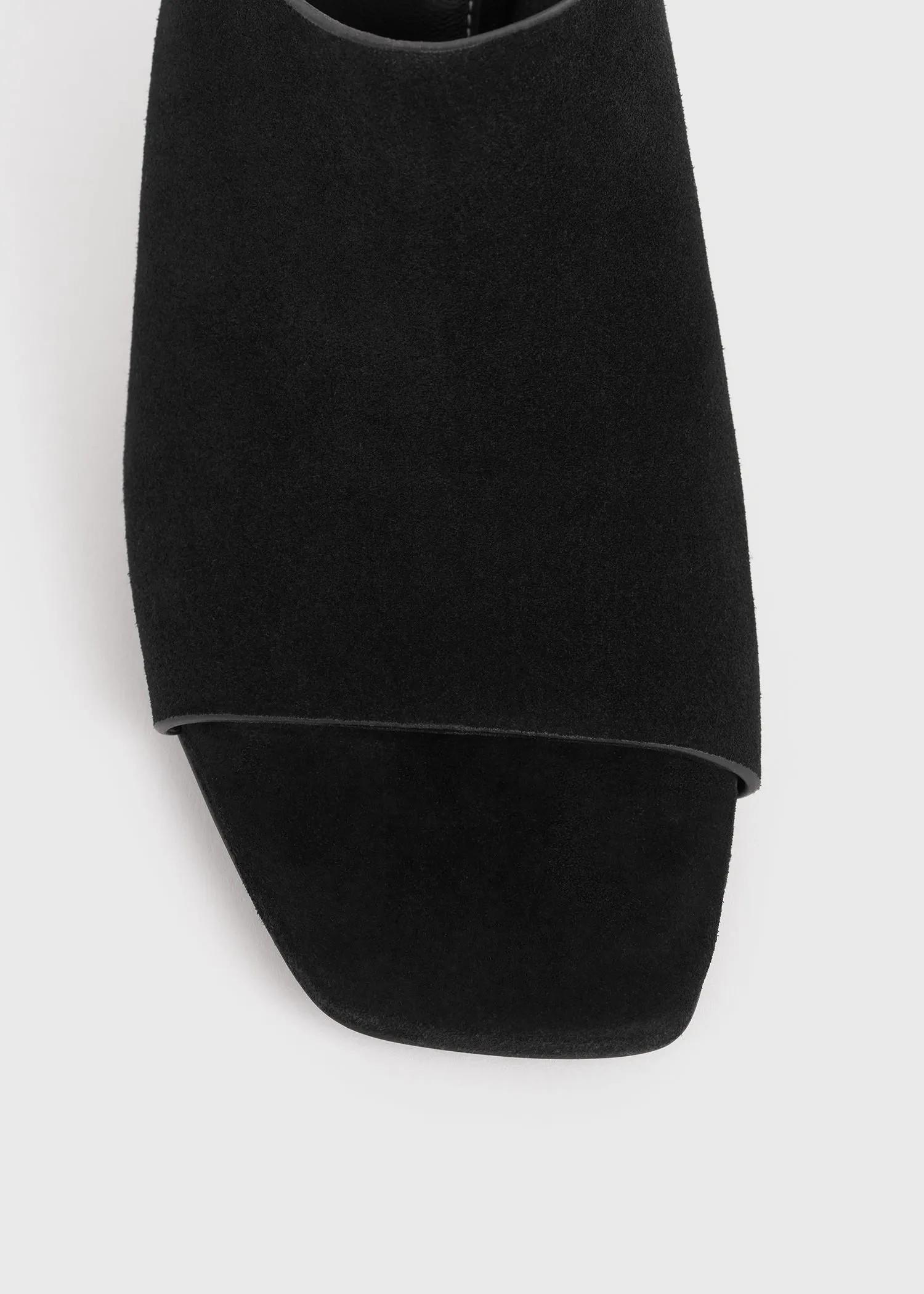 Velour-leather bandeau mules black