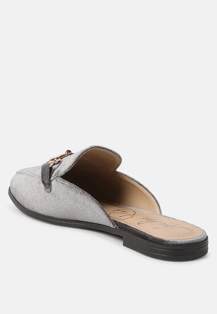 Velvet Buckled Flat Mules By Ruw