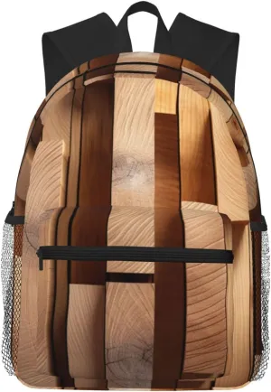 Vertical Planks in Carpentry Oak Timber College Backpack For Women Men,Lightweight Travel Bag Backpack With Pockets for Women Men