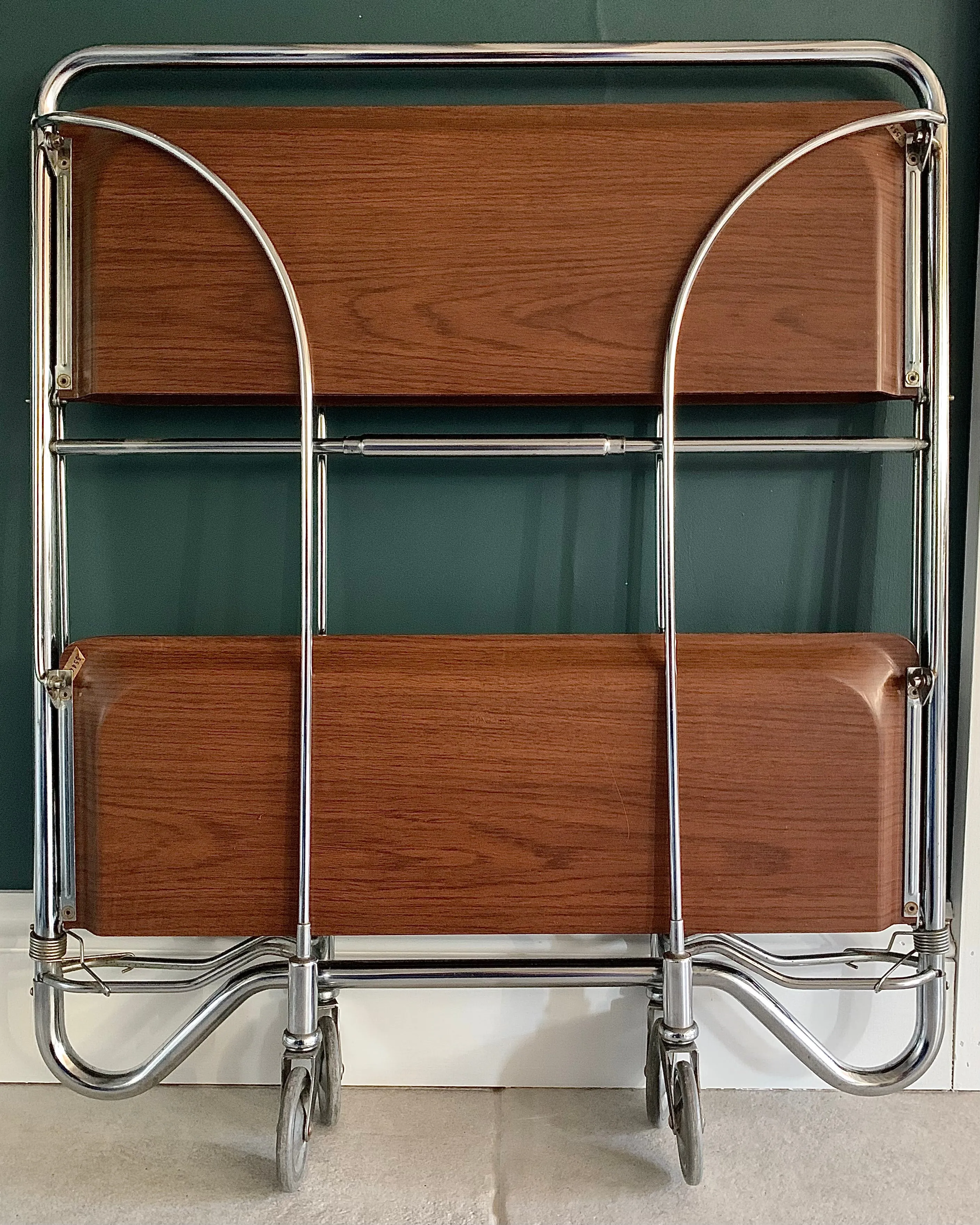 Vintage Gerlinol Hostess Trolley Teak Effect Foldable Mid Century Modern