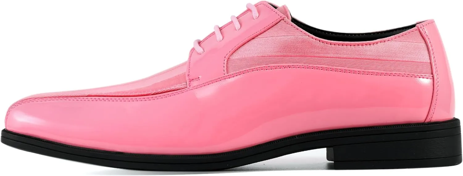 Viotti 179, Casual Dress Oxford Shoes for Men, Satin Striped Lace-Ups, Men's Business Casual Leather & Satin Shoe, for All Formal Occasions