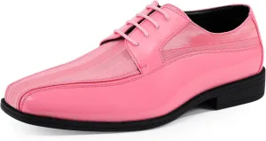 Viotti 179, Casual Dress Oxford Shoes for Men, Satin Striped Lace-Ups, Men's Business Casual Leather & Satin Shoe, for All Formal Occasions